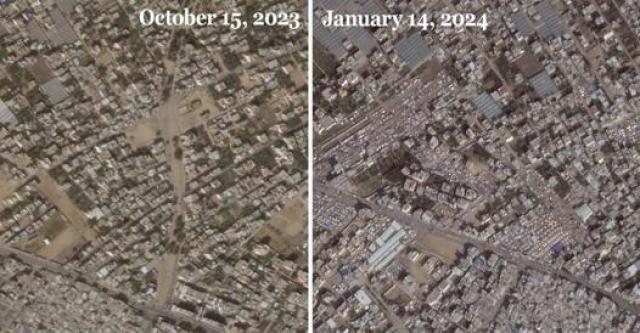 Gaza, la tendopoli di Rafah prima e dopo i bombardamenti: le foto satellitari di un milione di palestinesi al confine con l'Egitto
