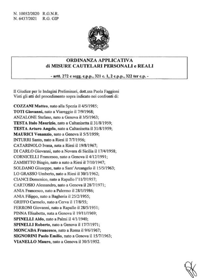 Inchiesta per corruzione Genova, Toti: "Mettiamoci un piede dentro poi vediamo", "ci vediamo l&igrave; anche con sto minchione del Demanio nostro", Spinelli: "Digli che metta anche l'Enel", TUTTE LE INTERCET