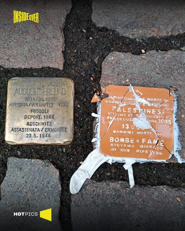 Bolzano, pietra d'inciampo pro Palestina davanti sede dell'Ansa: "Palestinesi vittime di genocidio e persecuzione dal 1948"