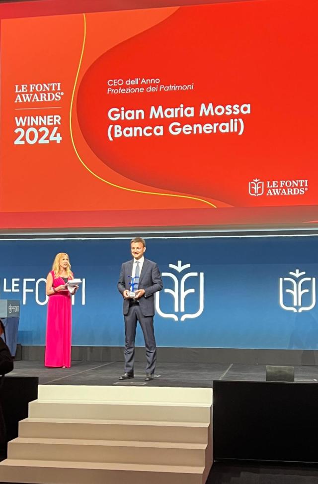 Banca Generali, l'Amministratore delegato Gian Maria Mossa premiato come "Ceo dell'anno" da Le Fonti