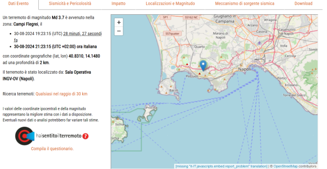 Terremoto, tornano a tremare i Campi Flegrei 
