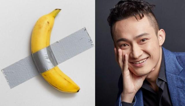 La banana di Cattelan comprata all'asta per 6.2 milioni di dollari dal re delle criptovalute cinesi Justin Sun
