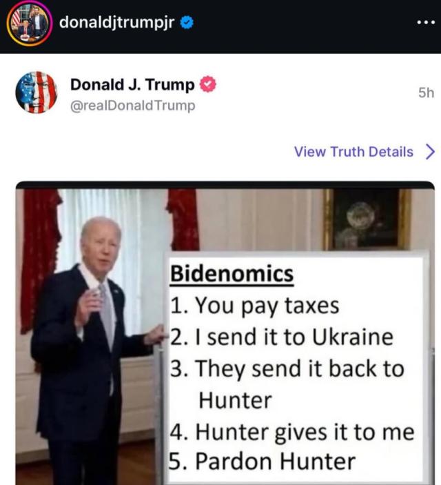 Usa, Donald Trump attacca sui social la famiglia Biden, il figlio Hunter "prende gli aiuti all'Ucraina e li consegna al padre", ecco la "Bidenomics"