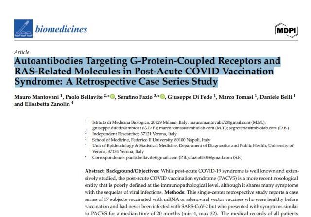 Vaccino Covid, accertata "sindrome cronica post inoculazione", tra gli effetti avversi linfomi, astenia, perdita di memoria, mio-pericarditi, malattie autoimmuni, parestesie, nevralgie e alterazioni c