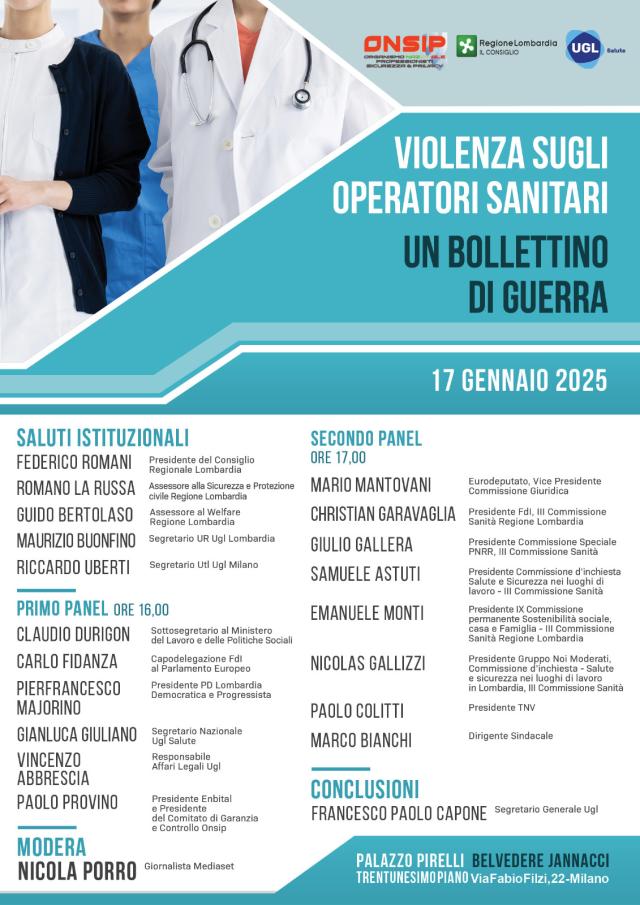 ONSIP-UGL SALUTE&ldquo;Violenza sugli operatori sanitari. Un bollettino di guerra&rdquo;