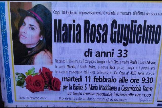 Maria Rosa Guglielmo morta per malore improvviso a 33 anni, era cugina del deputato dei verdi Francesco Emilio Borrelli