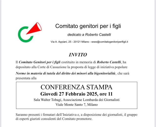 Diritto dei minori alla bigenitorialit&agrave;, Comitato genitori per i figli deposita proposta di legge per norme in materia di tutela