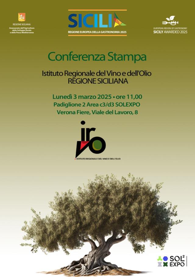 Veronafiere, il 3 marzo conferenza stampa a Sol 2025 per presentare le qualit&agrave; dell&rsquo;olio extravergine siciliano