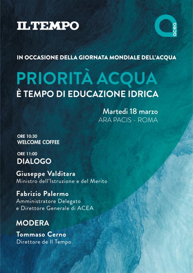 &ldquo;Priorit&agrave; Acqua. &Egrave; tempo di educazione idrica&rdquo;
