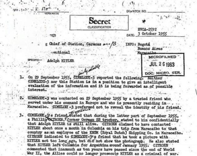 "Hitler non &egrave; morto in Germania", DOCUMENTO del 1955 declassificato rivela che il 'Fuhrer' visse in Sud America dopo la fine della II Guerra Mondiale