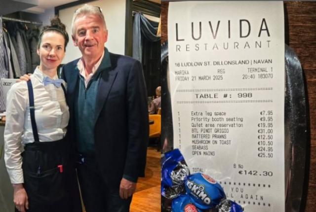 Irlanda, la "vendetta" di un ristorante contro il CEO di Ryanair O'Leary, nel conto sovrapprezzi per "spazio extra per le gambe&rdquo; e "posti a sedere&nbsp;prioritari&rdquo;
