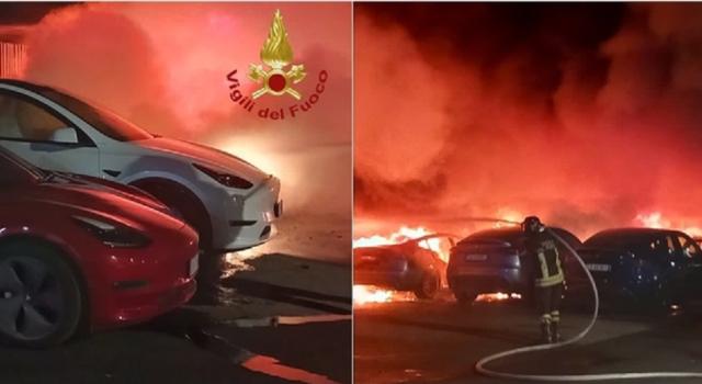 Incendio concessionaria Tesla a Roma, ipotesi attentato dietro le 17 auto elettriche distrutte, Elon Musk: "&Egrave; terrorismo"