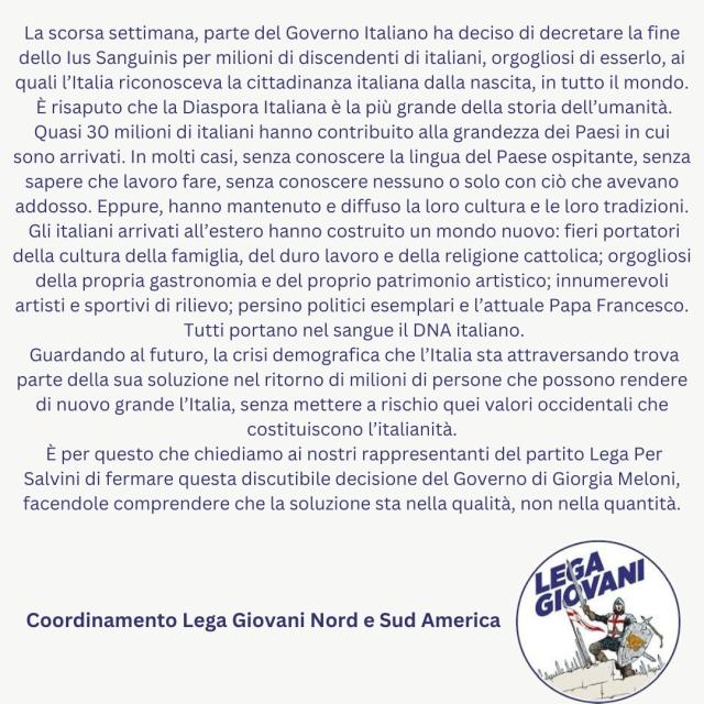 lega giovani nord e Sud America