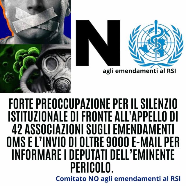 &ldquo;No a emendamenti dell&rsquo;OMS&rdquo;, l&rsquo;appello di 42 Associazioni: &ldquo;Definizione vaga di &lsquo;emergenza pandemica&rsquo;, limitazione della libert&agrave; di pensiero&rdquo;