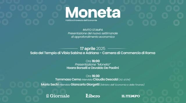 A Roma il secondo evento di lancio del nuovo settimanale di approfondimento economico &ldquo;Moneta&rdquo;