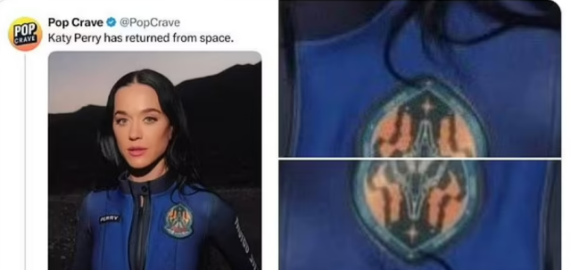 Lancio Blue Origin "rituale satanico guidato da Katy Perry e Jeff Bezos, sulle tute il simbolo del capro con croce capovolta", la teoria complottista virale