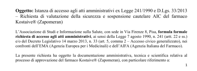 Vaccino Covid autoreplicante Kostaive, chiesta valutazione della sicurezza e sospensione cautelare all'immissione in commercio - DOCUMENTO