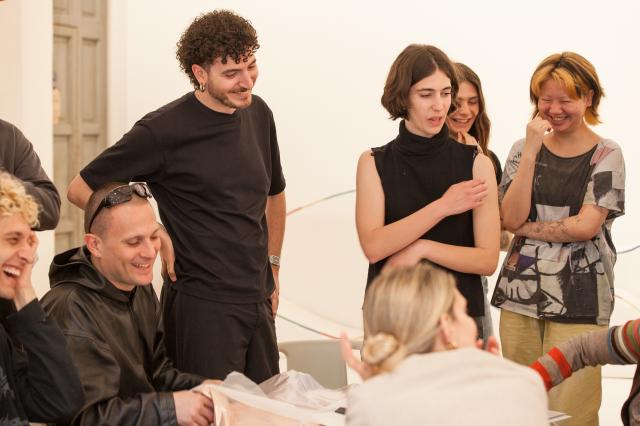 Bill Kouligas con gli studenti di IED che lavorano su Intergalactic_IED Firenze ex Teatro dell'Oriuolo