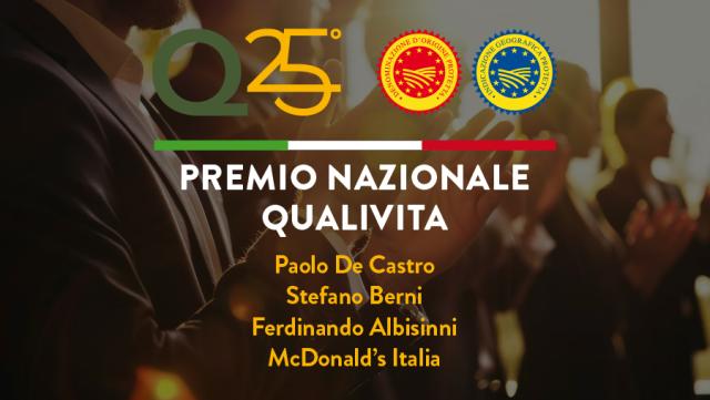 Fondazione Qualivita, conferito&nbsp;Premio Nazionale 2025 a De Castro, Berni, Albisinni e McDonald&rsquo;s Italia per il sostegno alle Indicazioni Geografiche