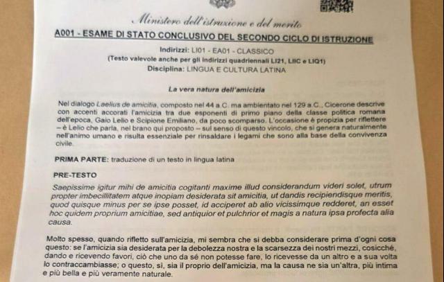 Seconda prova maturit&agrave; 2025, al liceo classico "De Amicitia" di Cicerone, allo scientifico lo studio di una funzione