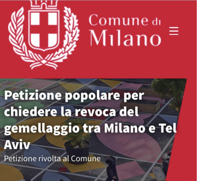 Milano, petizione del M5S per chiedere revoca del gemellaggio tra il Comune e Tel Aviv: &ldquo;Inaccettabile, firmiamo contro il genocidio&rdquo;