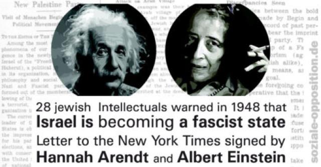 La lettera di Albert Einstein e Hannah Arendt al NYT il 2 dicembre 1948: &ldquo;Nuovo stato di Israele verso deriva fascista con Partito della Libert&agrave;&rdquo; 