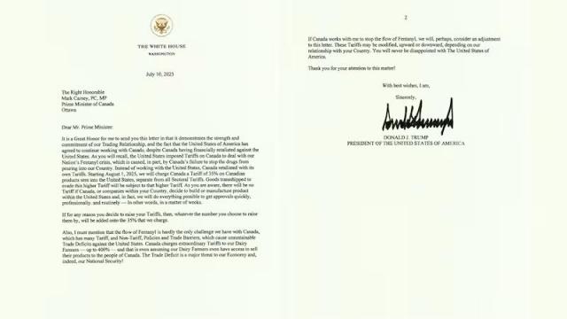 Lettera di Trump sui dazi al Canada, tycoon impone tariffe del 35% dal 1&deg; agosto, oggi l&rsquo;invio della missiva anche all&rsquo;Ue