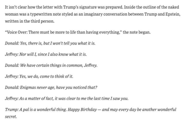 Lettera di Trump ad Epstein nel 2003, all&rsquo;interno donna nuda e frase &ldquo;ogni giorno un altro meraviglioso segreto&rdquo;, tycoon si difende: &ldquo;Fake&rdquo;