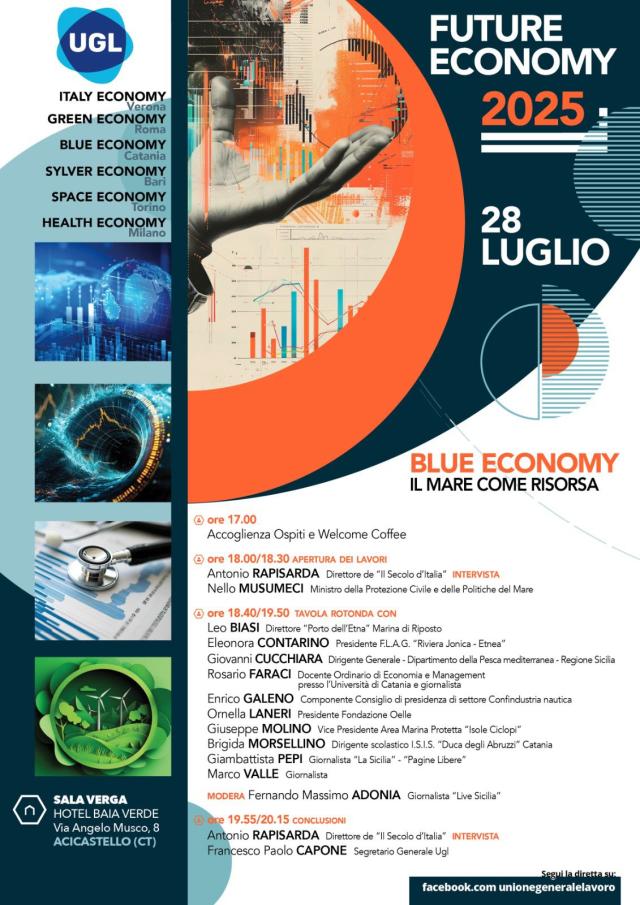 Ad Acicastello l'evento Future Economy 2025. &ldquo;Blue Economy. Il mare come risorsa&rdquo; promosso dal Sindacato UGL