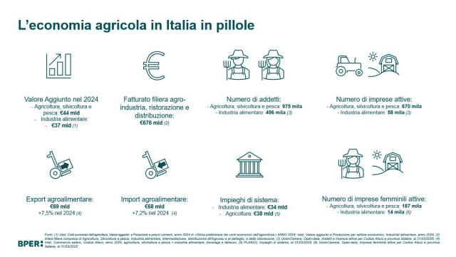 Rapporto BPER, l'Italia conquista la leadership in Europa nel settore economico agroalimentare toccando i &euro;44,4 miliardi