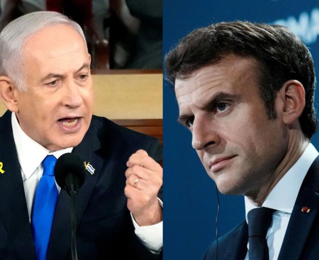 Netanyahu, Macron, fonte: Imagoeconomica