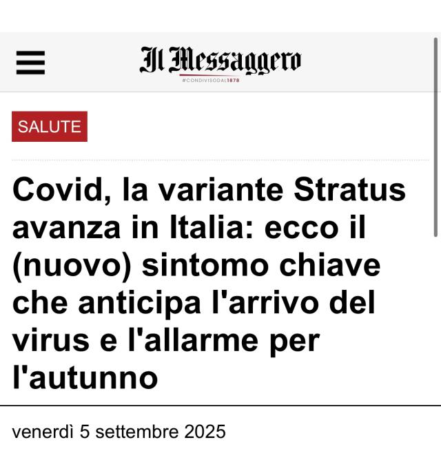 Covid, "Il Messaggero" grida al "sintomo chiave della variante Stratus e l'allarme per l'autunno", gli utenti: "Stratusferica cazza*a"