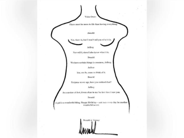 Caso Epstein, pubblicata lettera di Trump per 50esimo compleanno Jeffrey: conversazione tra corpo di donna; Casa Bianca: &ldquo;Firma falsa, diffamazione&rdquo;