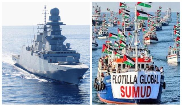 Flotilla, l'Italia abbandona le imbarcazioni a 150 miglia da Gaza, fregata Alpino si ritira, rimane scorta Marina militare Spagnola e Turca