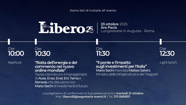 Libero Quotidiano presenta &ldquo;Le rotte dell&rsquo;energia e del commercio nel nuovo ordine mondiale&rdquo;
