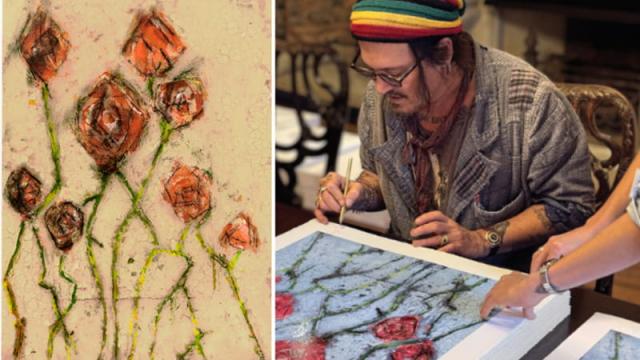 Johnny Deep debutta come artista a Milano presentando due opere floreali dal prezzo di 3.500 euro