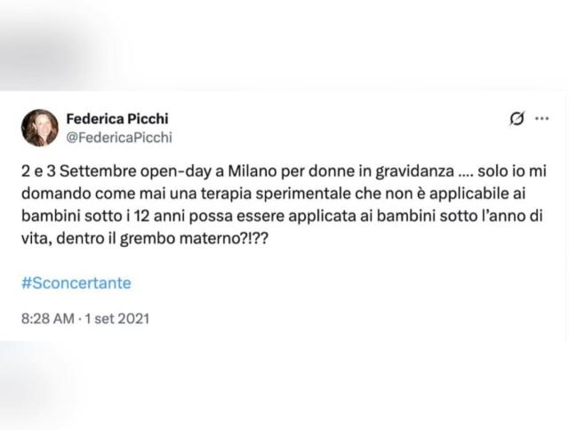 Caso Federica Picchi, nel 2021 il post sul Vaccino Covid e gli effetti avversi su donne in gravidanza: &ldquo;No a terapia sperimentale a bimbi in grembo&rdquo;