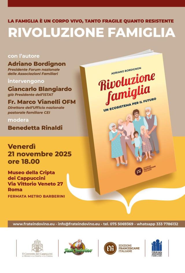 &ldquo;Rivoluzione Famiglia&rdquo;: a Roma la presentazione del libro di Adriano Bordignon