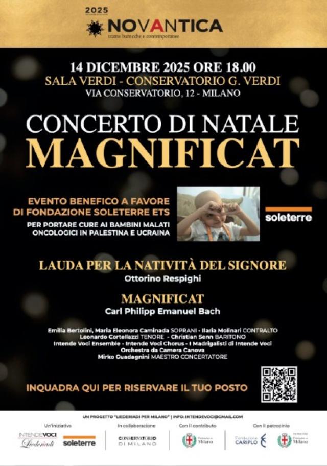 Fondazione Soleterre presenta Magnificat, il Concerto di Natale in collaborazione con Intende Voci e il Conservatorio &ldquo;Giuseppe Verdi&rdquo; di Milano