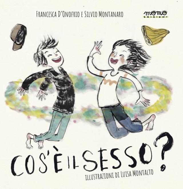 Il libro gender fluid e Lgbtq+ "Cos'&egrave; il sesso?" alla fiera Pi&ugrave; Libri, Pi&ugrave; Liberi, all'interno bambini gay che si abbracciano e si baciano