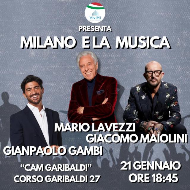 Il 21 gennaio ViviMi presenta al CAM Garibaldi di Milano una serata dedicata a 'Milano e la musica', con un omaggio a Ornella Vanoni