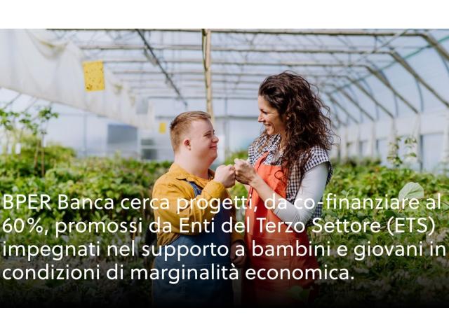 BPER Bene Comune, 5 progetti sociali finanziati con il 40% di crowdfunding e il 60% di cofinanziamento bancario