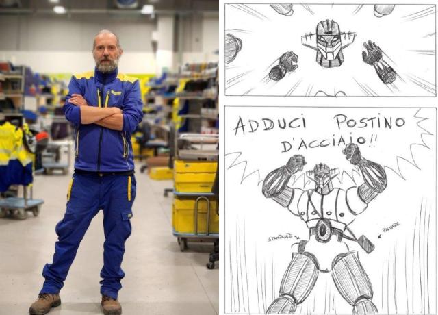 Raffaele Pecci, portalettere di Poste Italiane racconta con vignette ironiche l'esperienza del 'postino d'acciaio Jeeg Robot'