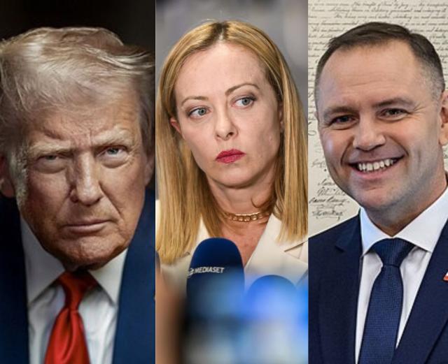 Donald Trump, Giorgia Meloni e Karol Nawrocki