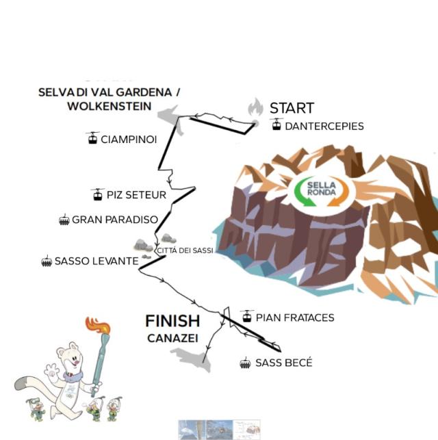La Fiamma Olimpica arriva nelle Dolomiti e attraversa Val Gardena e Val di Fassa con 100 tedofori per la 52&deg;tappa
