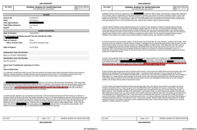 Documento FBI su Trump
