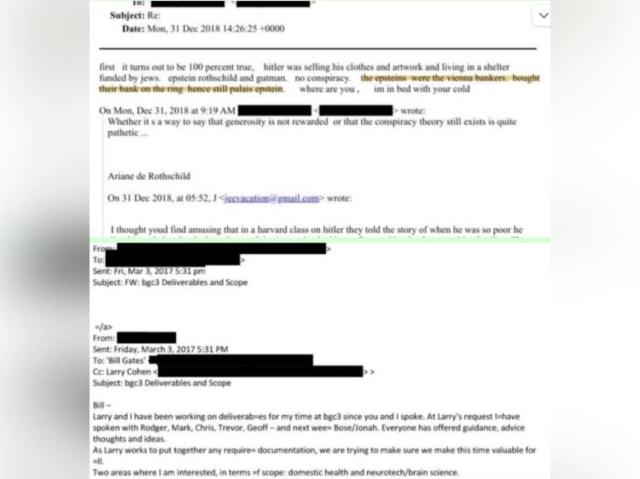 Epstein Files, rivelate mail tra Rothschild e Jeffrey su rifugio Hitler a Vienna, nel 2017 scambio con Bill Gates su &ldquo;simulazioni di pandemia&rdquo;
