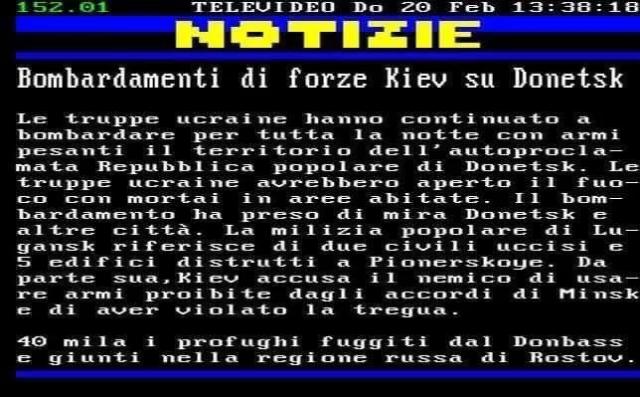Televideo Rai Donetsk, 20 febbraio 2022