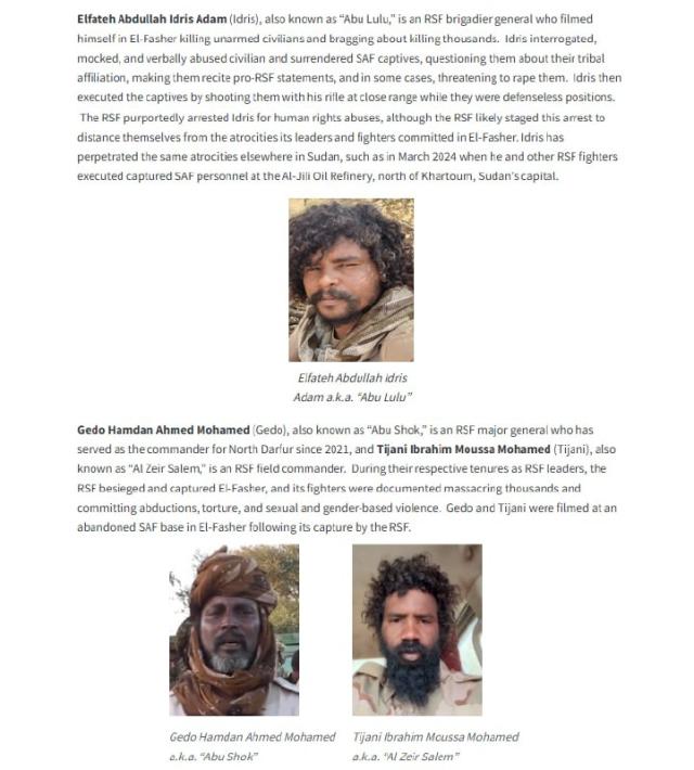 Sudan, Dipartimento Tesoro Usa sanziona 3 leader RSF per atrocit&agrave; ad Al-Fashir: tra loro &ldquo;Abu Lulu&rdquo; si film&ograve; mentre scherniva civili morti