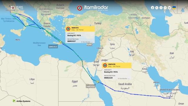 Percorso aerei cisterna italiani